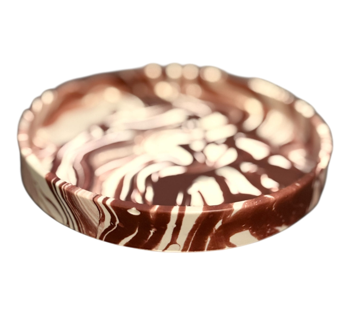 Handmade Jesmonite Round Tray – Marbled Display Dish / Trinket Holder