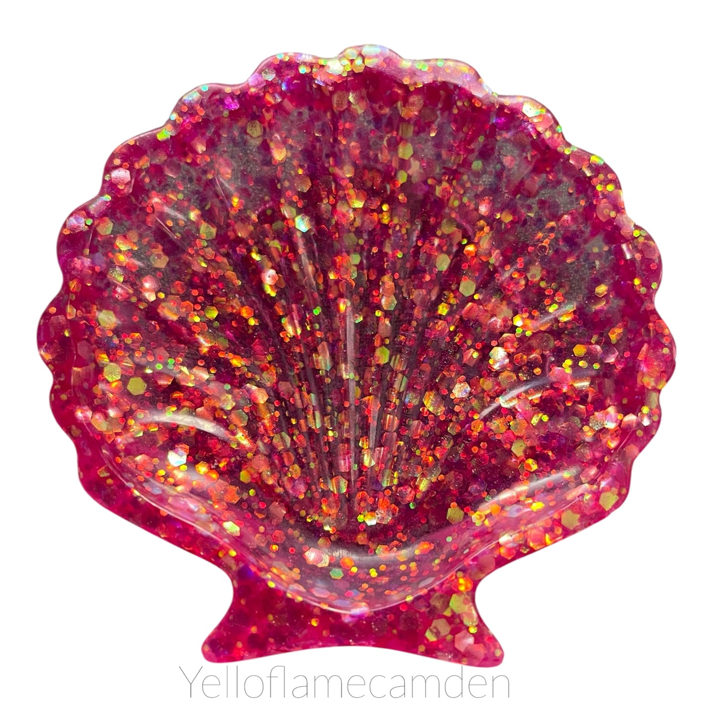 Hot Pink & Fire Glitter Shell Dish – 10cm