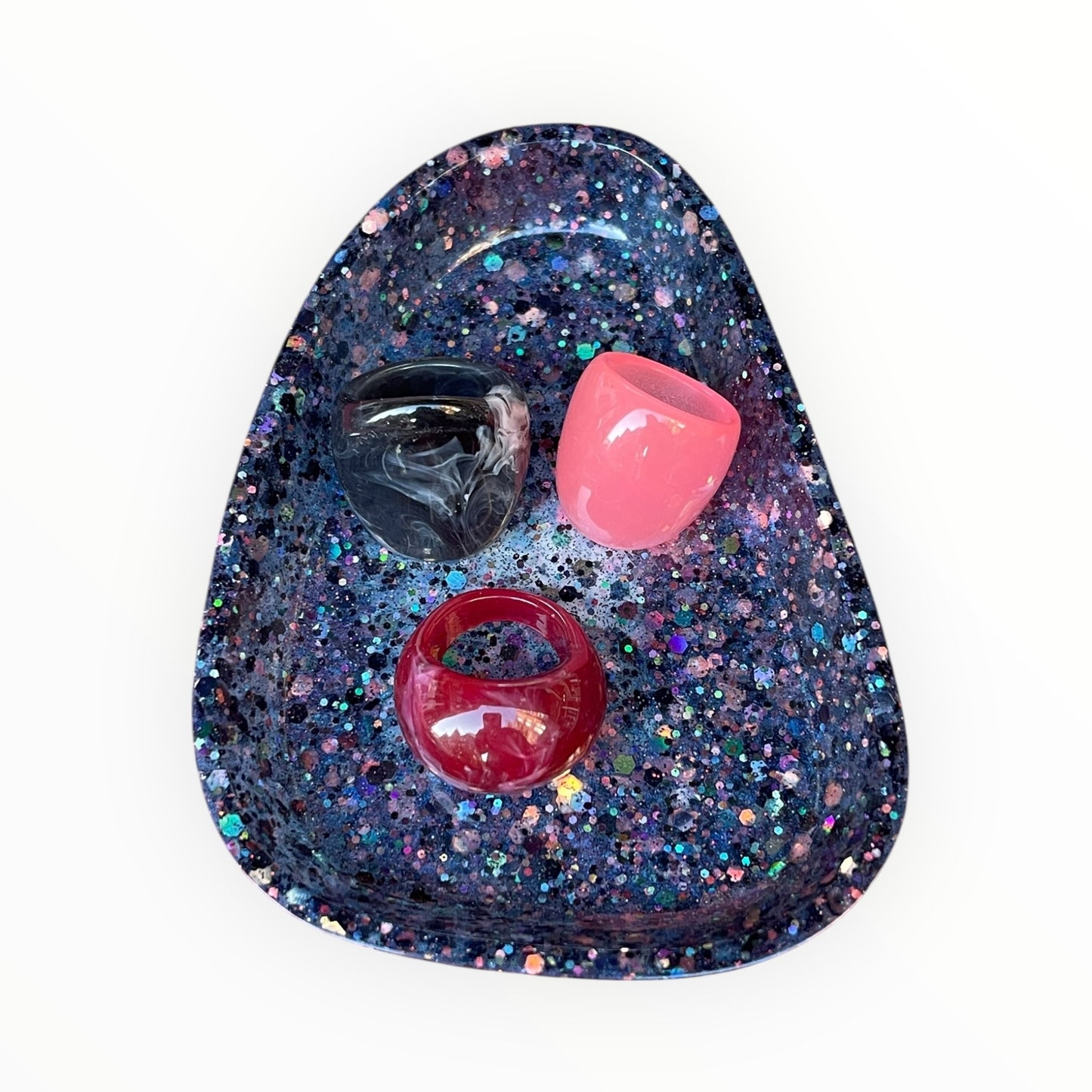 Galaxy Sparkle Black Glitter Resin Dish – Multi-Purpose Holder
