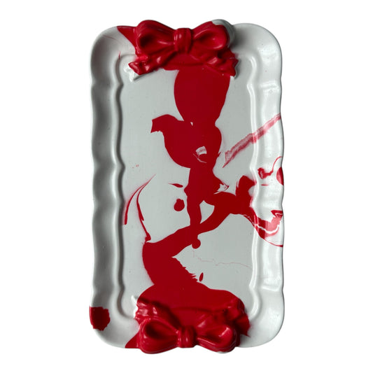 Decorative Jesmonite Rectangular Bow Trinket Tray