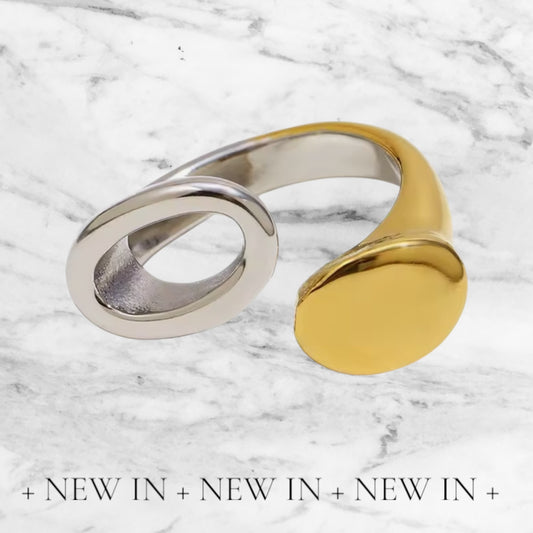 Two-Tone Asymmetric Ring – 18K PVD Gold & Stainless Steel