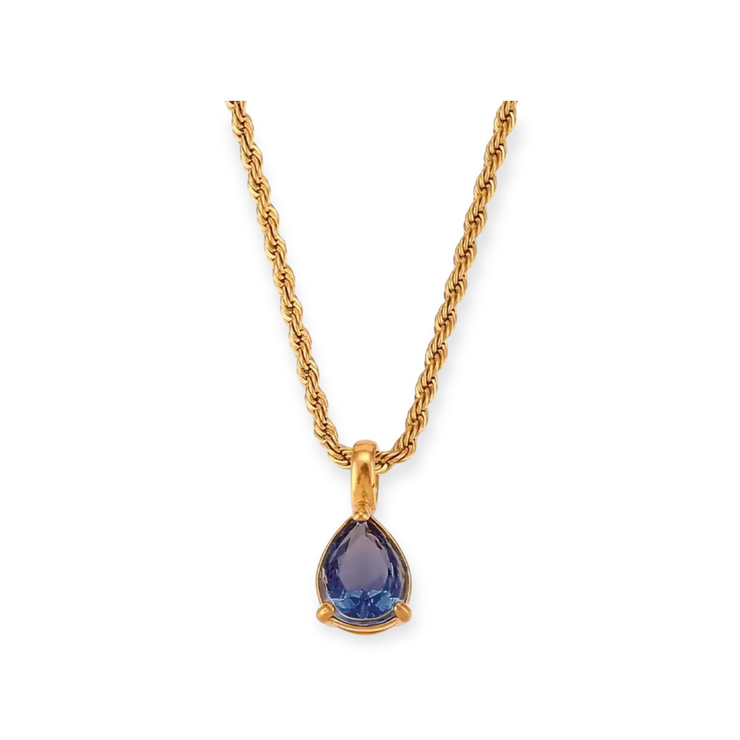 Teardrop Zircon Pendant Necklace – Gold Plated