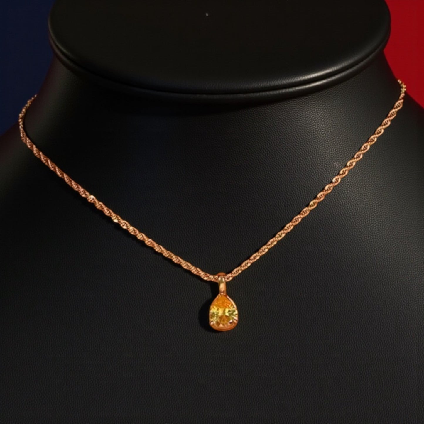 Teardrop Zircon Pendant Necklace – Gold Plated
