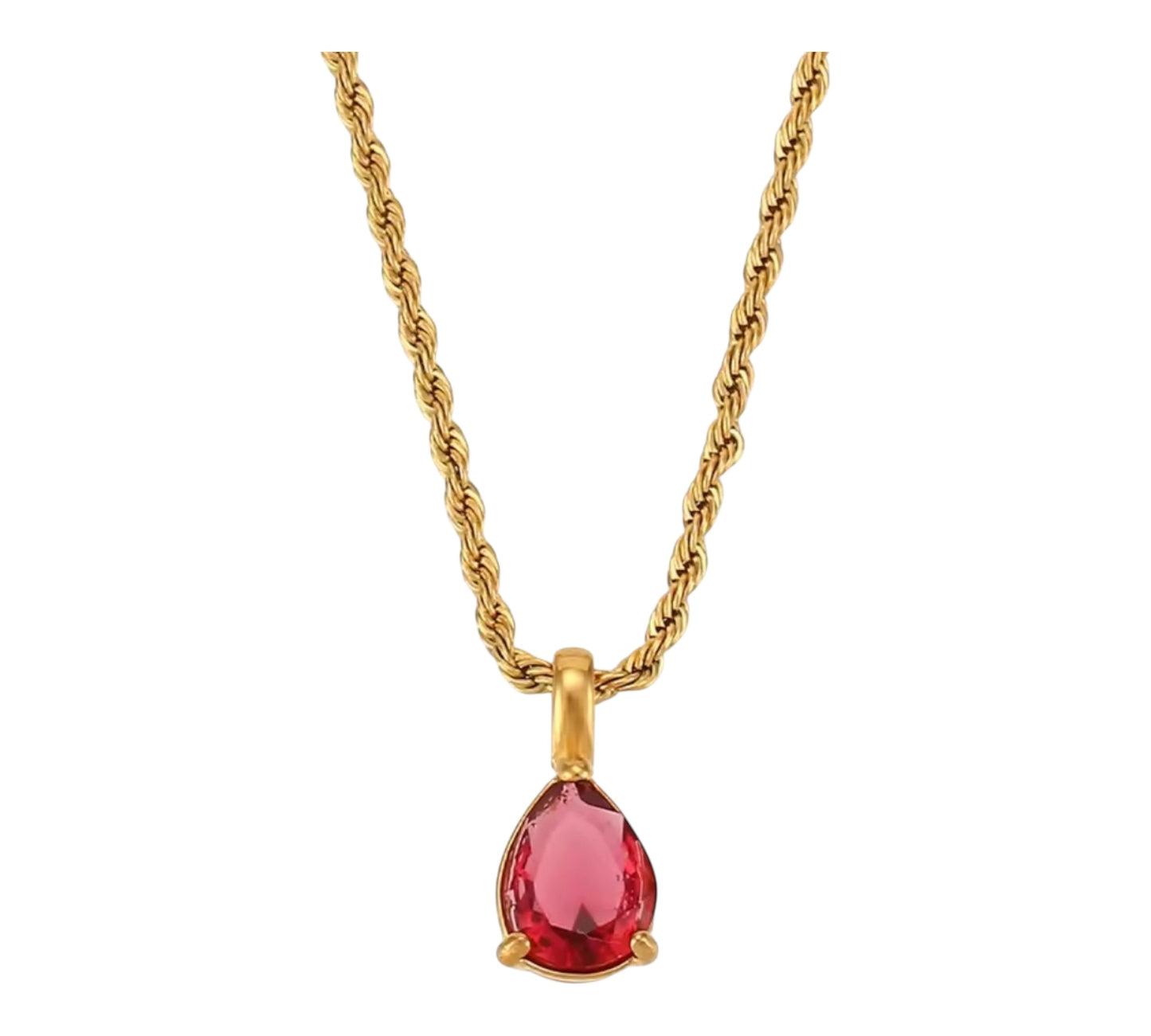 Teardrop Zircon Pendant Necklace – Gold Plated