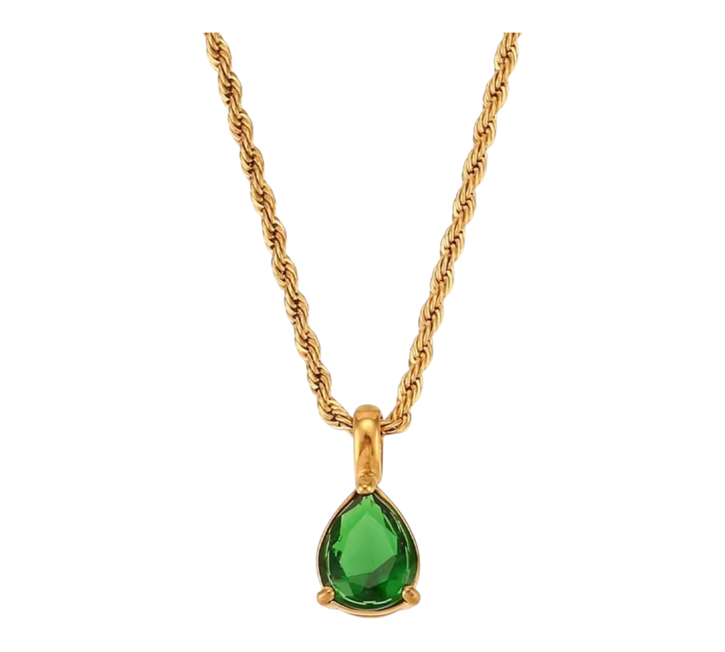 Teardrop Zircon Pendant Necklace – Gold Plated