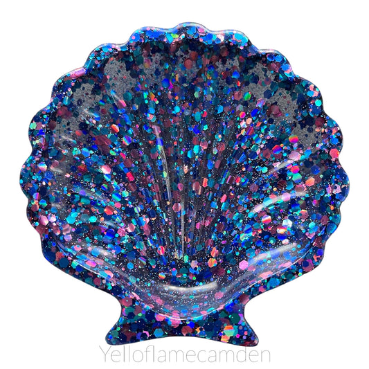 Blue Glitter Seashell Dish – Multi-Use Resin Tray & Gift
