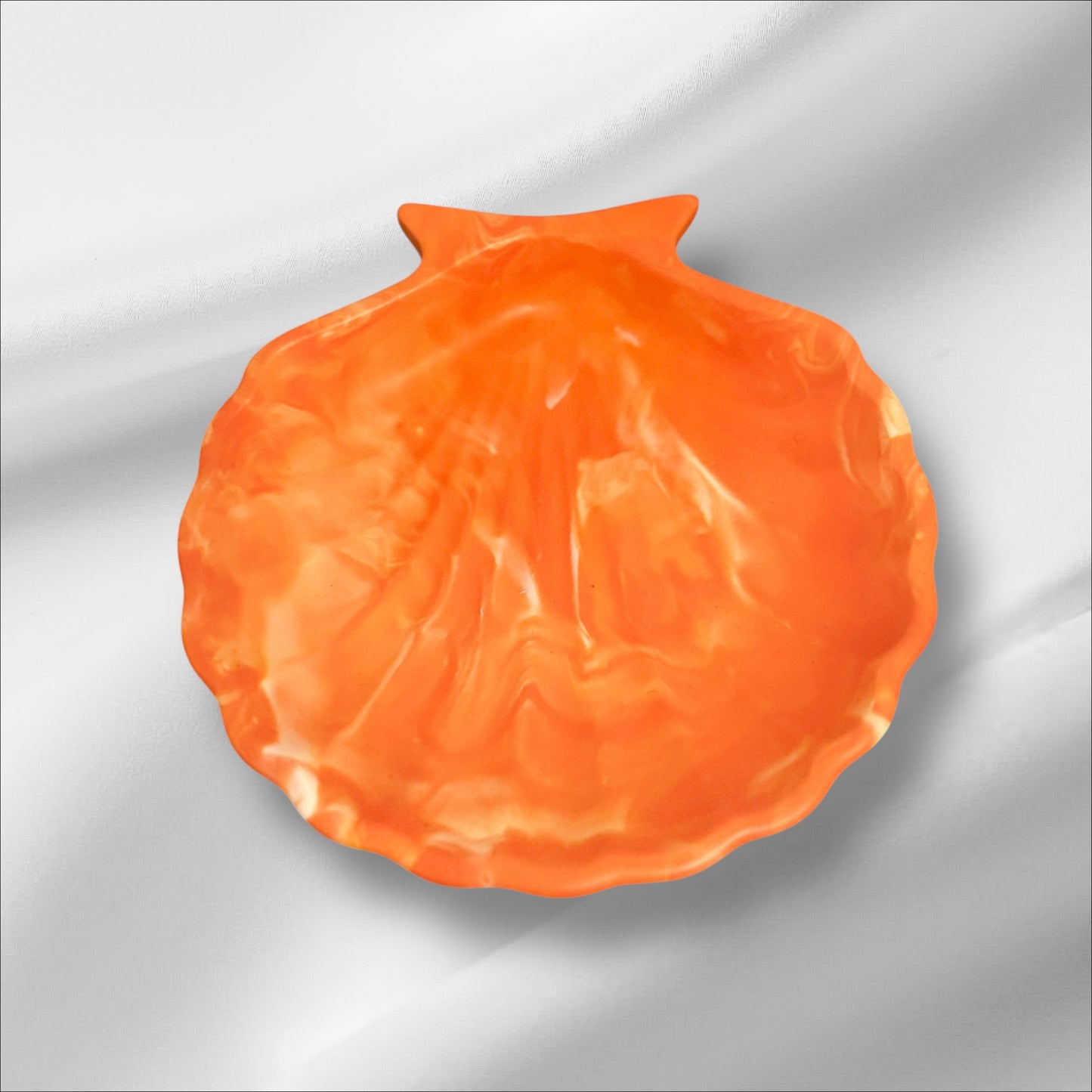 Handmade Jesmonite Shell Dish – Unique Marbled Trinket Tray