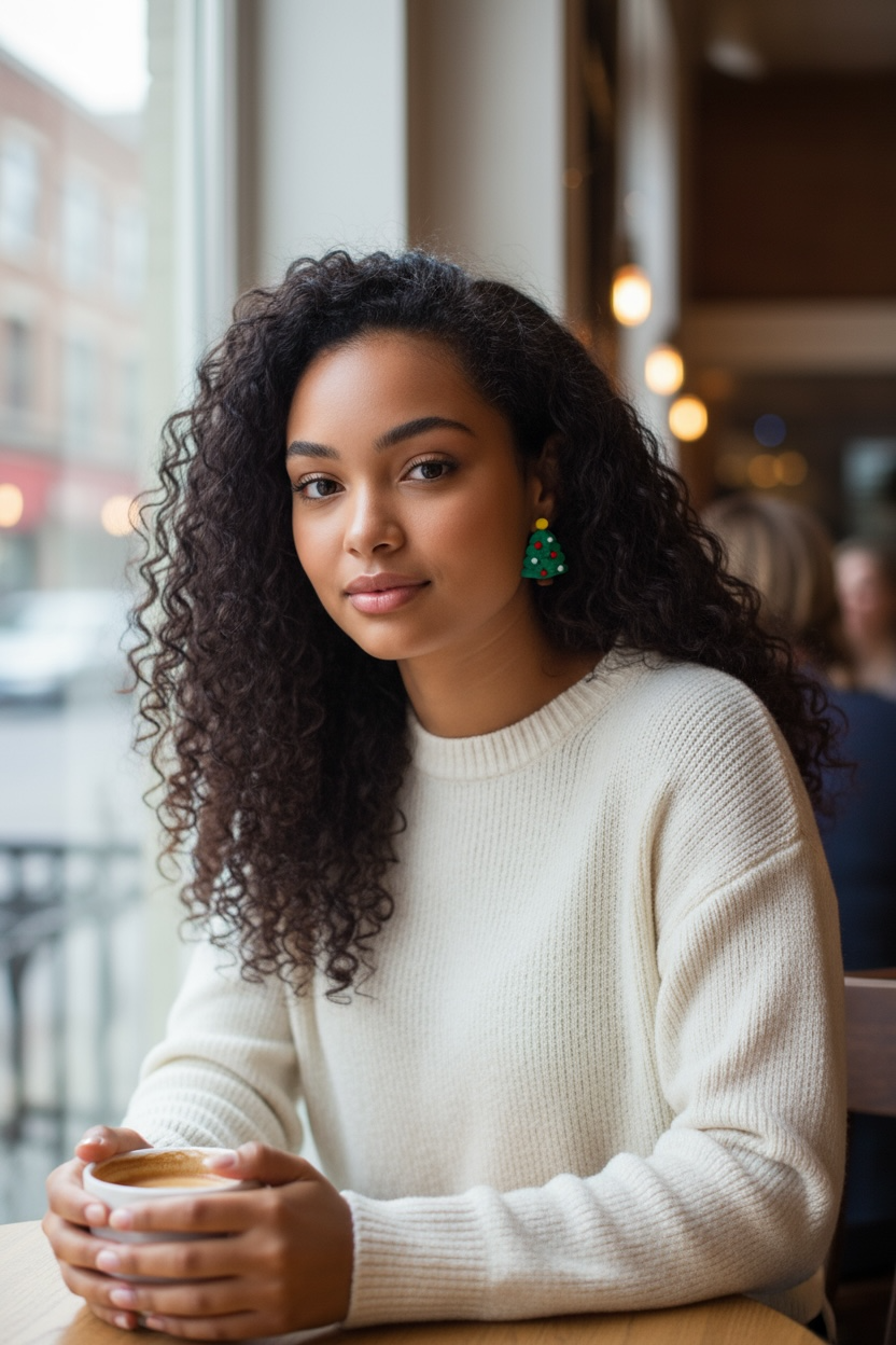 Festive Christmas Tree Stud Earrings
