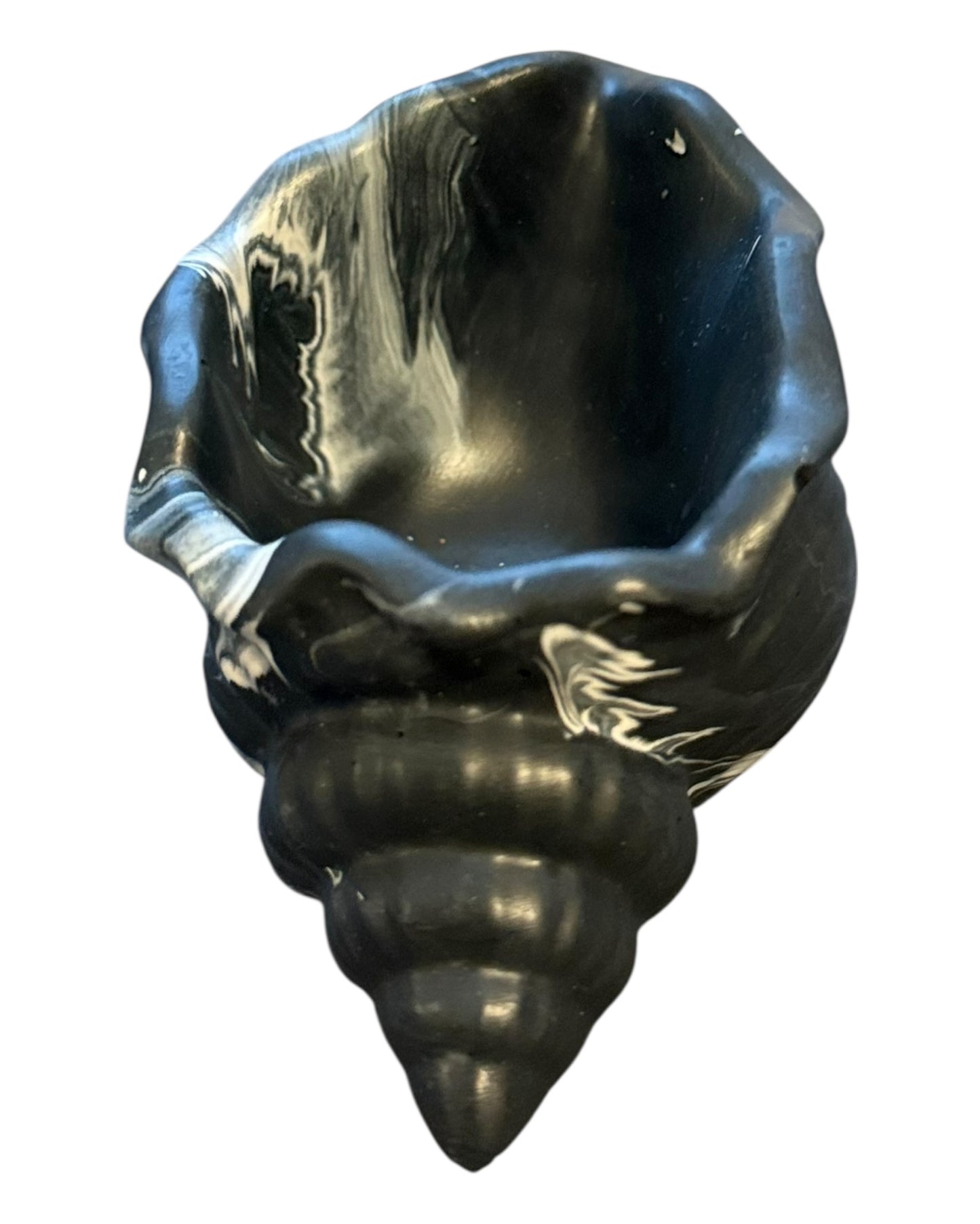 Handmade Jesmonite Conch Shell Bowl – Marbled Trinket Dish / Home Decor