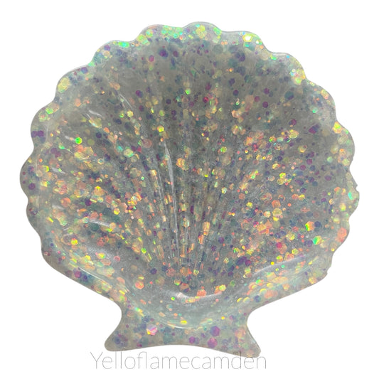 White Iridescent Seashell Dish – Elegant Resin Tray & Gift