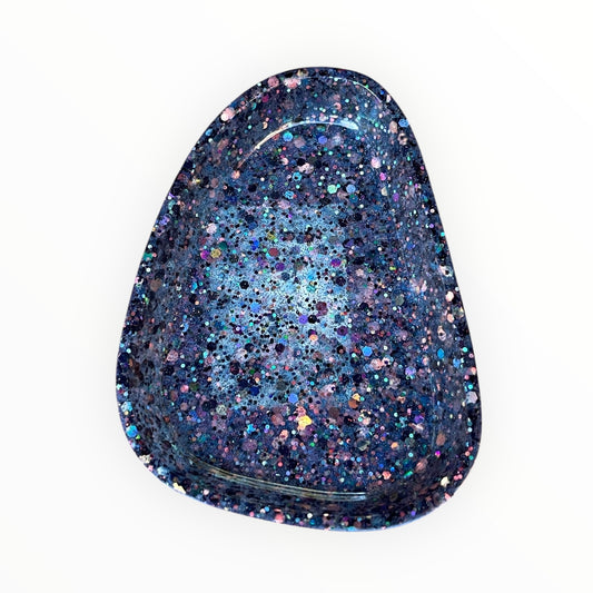 Galaxy Sparkle Black Glitter Resin Dish – Multi-Purpose Holder