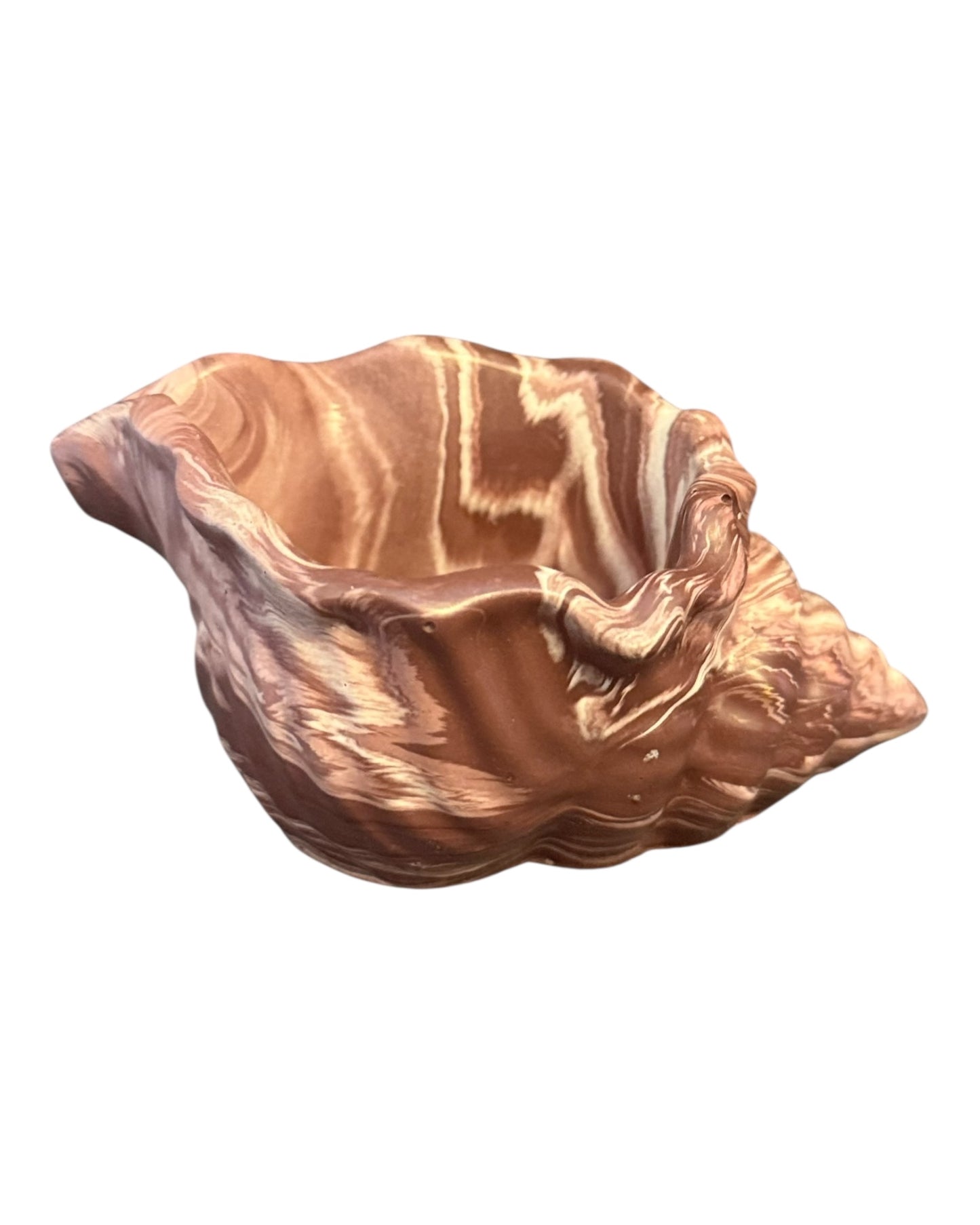 Handmade Jesmonite Conch Shell Bowl – Marbled Trinket Dish / Home Decor