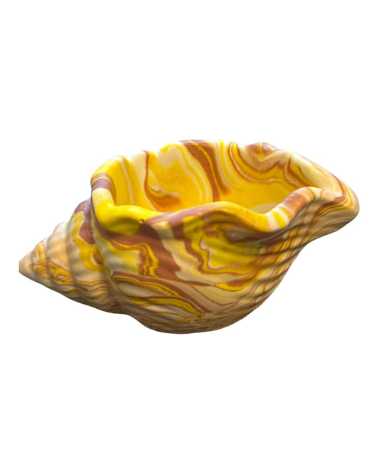 Handmade Jesmonite Conch Shell Bowl – Marbled Trinket Dish / Home Decor