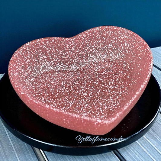 Rose Pink Glitter Heart Resin Trinket Dish – Handmade Jewellery Holder – YelloFlameCamden