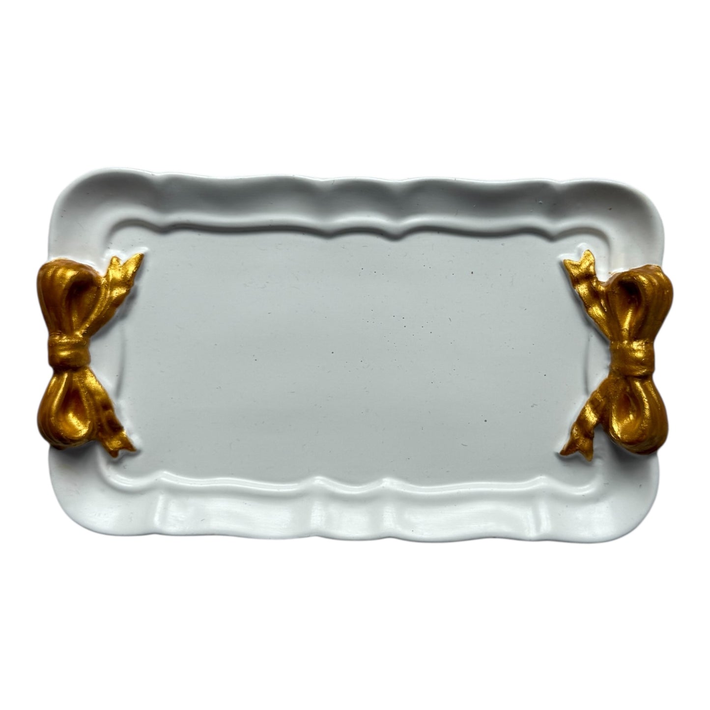 Decorative Jesmonite Rectangular Bow Trinket Tray