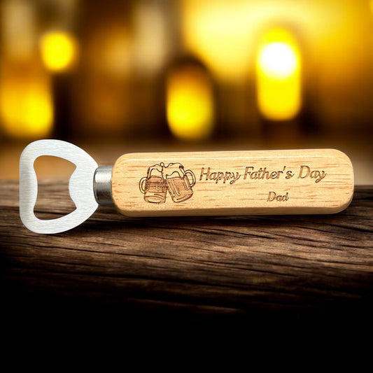 Wooden Bottle Opener – Engraved Gift for Him