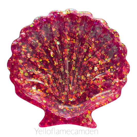 Hot Pink & Fire Glitter Shell Dish – 10cm