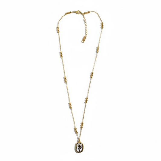 Rose Medallion Necklace – 18K Gold Plated Stainless Steel