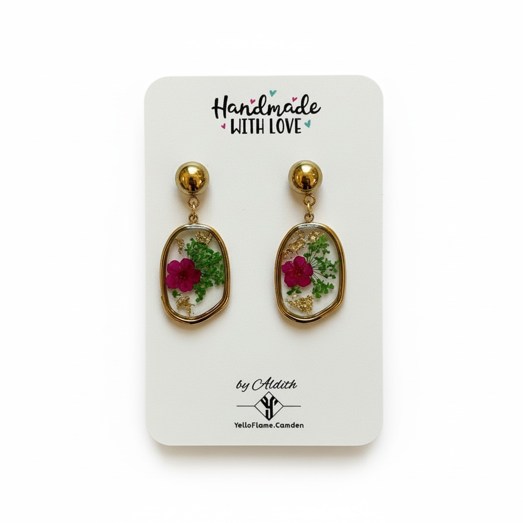 Botanical Resin Earrings – Handmade with Real Dried Flowers