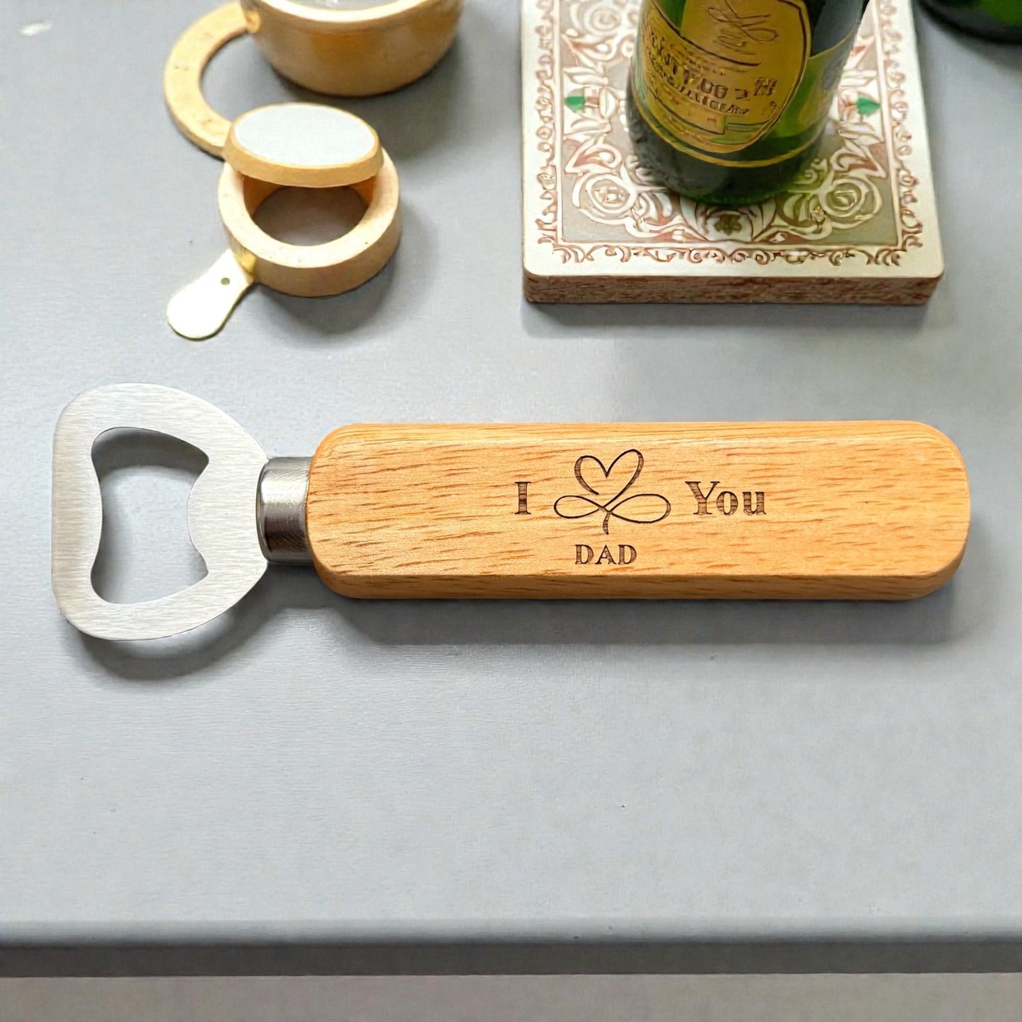 Wooden Bottle Opener – Engraved Gift for Him