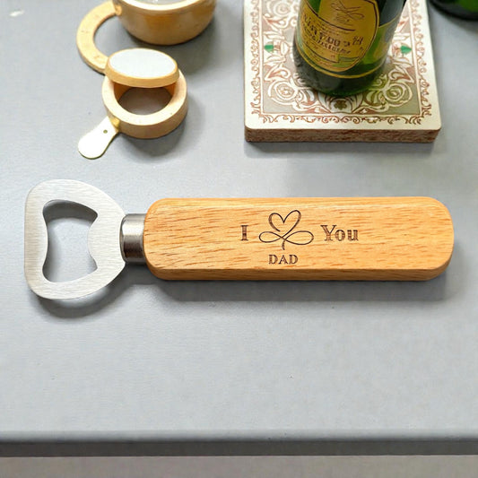 Wooden Bottle Opener – Engraved Gift for Him