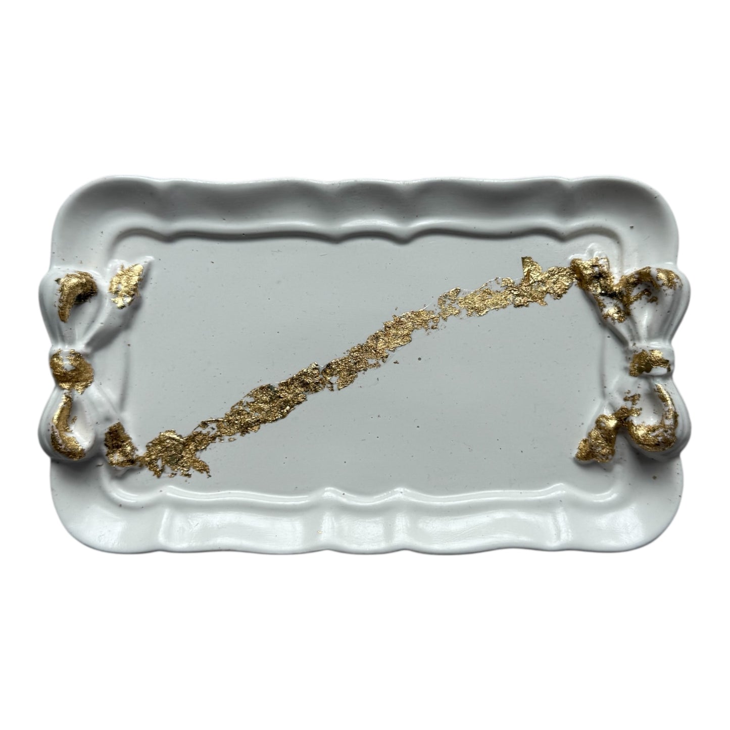 Decorative Jesmonite Rectangular Bow Trinket Tray