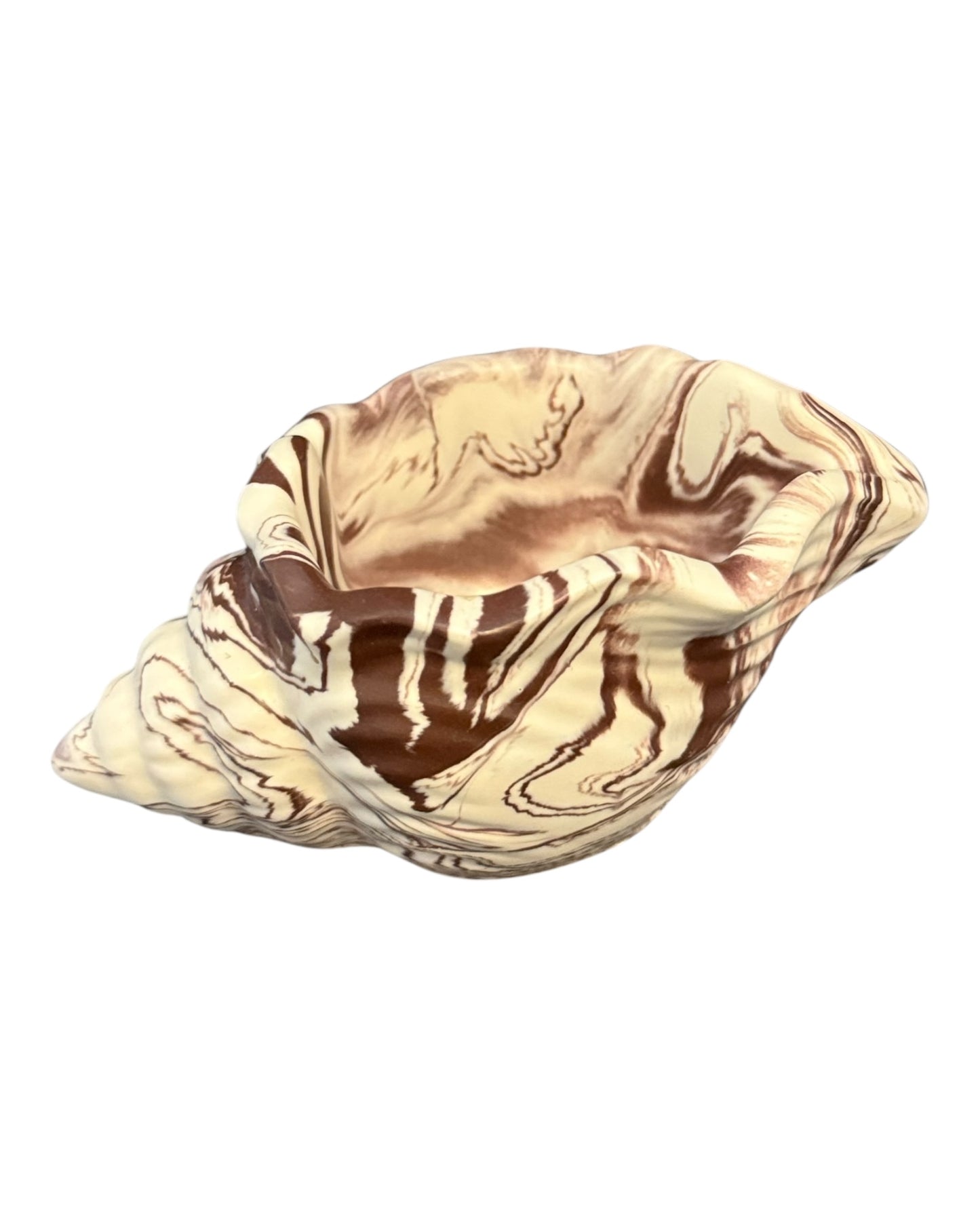 Handmade Jesmonite Conch Shell Bowl – Marbled Trinket Dish / Home Decor