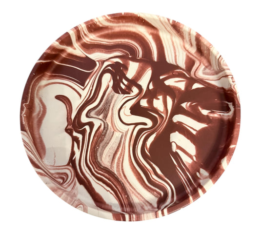 Handmade Jesmonite Round Tray – Marbled Display Dish / Trinket Holder