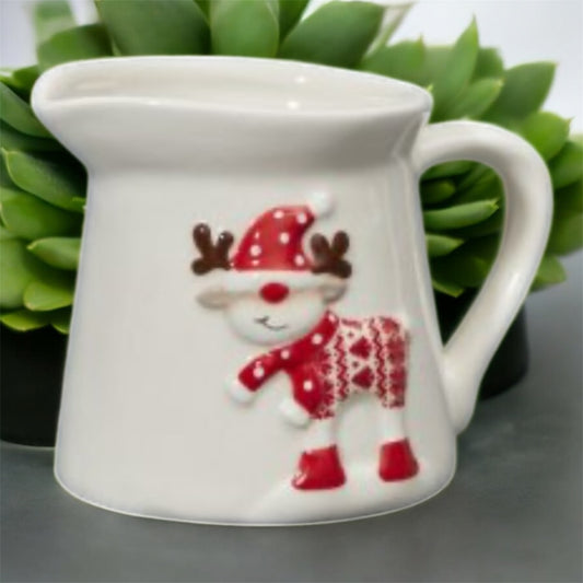 Christmas Reindeer Mini Milk Jug / Creamer Pitcher