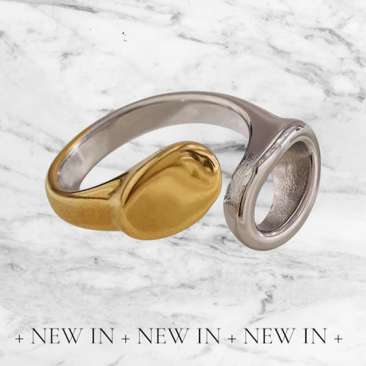 Two-Tone Asymmetric Ring – 18K PVD Gold & Stainless Steel