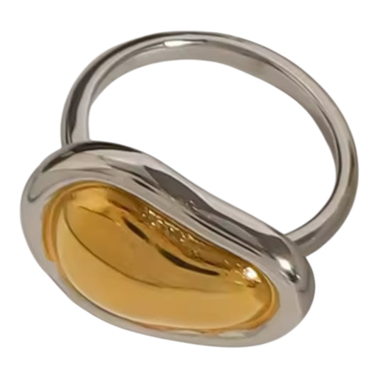 Two-Tone Heart Ring – Stainless Steel with 18K Gold Accent