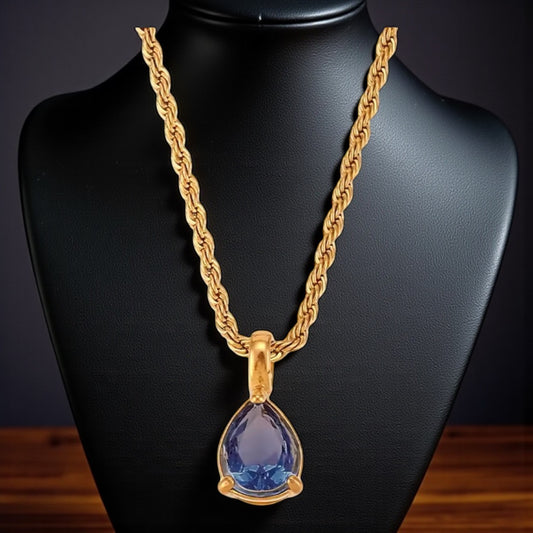 Teardrop Zircon Pendant Necklace – Gold Plated