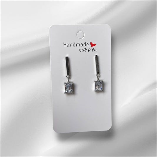 Handmade Zircon Drop Earrings – Emerald Green & Crystal Clear