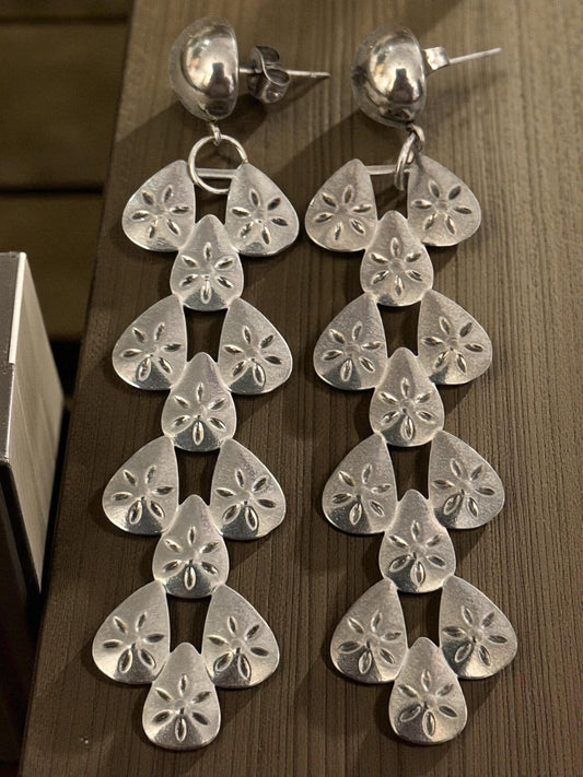 Stainless Steel Cascading Petal Drop Earrings – Gold & Silver