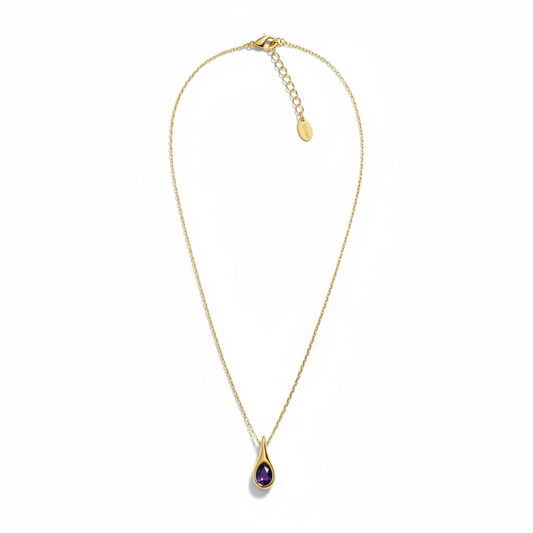 Gold Teardrop Pendant Necklace – Stainless Steel, PVD Real Gold Plated