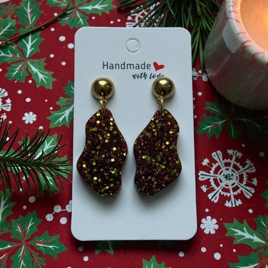 Handmade Abstract Glitter Earrings – Resin Mini Drop Design