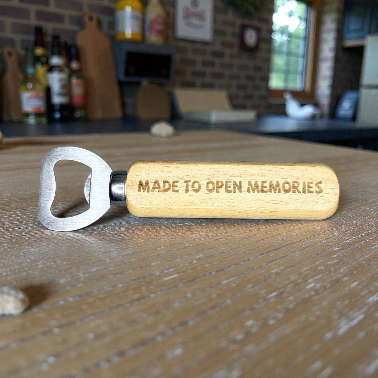 Personalised Wooden Bottle Opener – Engraved Gift for Him